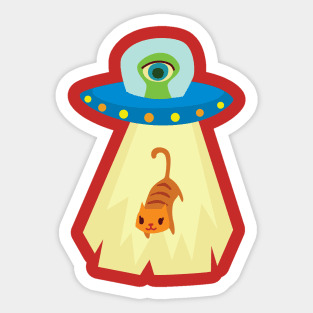 UFO cat abduction Sticker